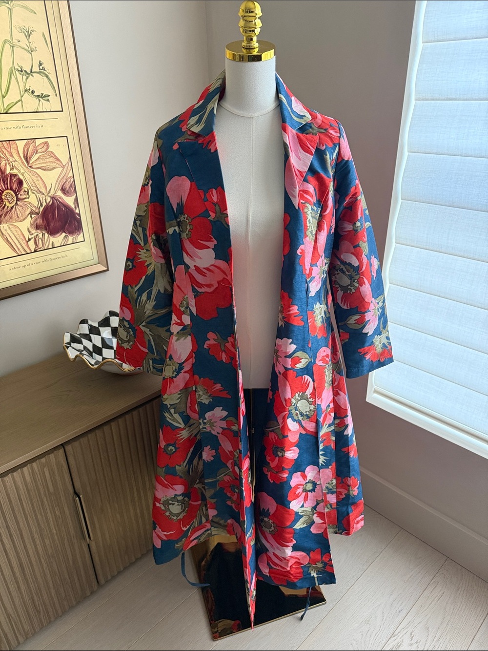 Frances Valentine New York Lucille Wrap Dress Paradise Poppy Size Small Navy Red - Picture 16 of 16